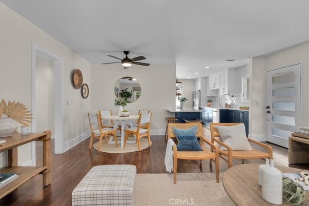 Dining room, Interior, Kitchen, Recessed Lighting, Wood Texture Flooring