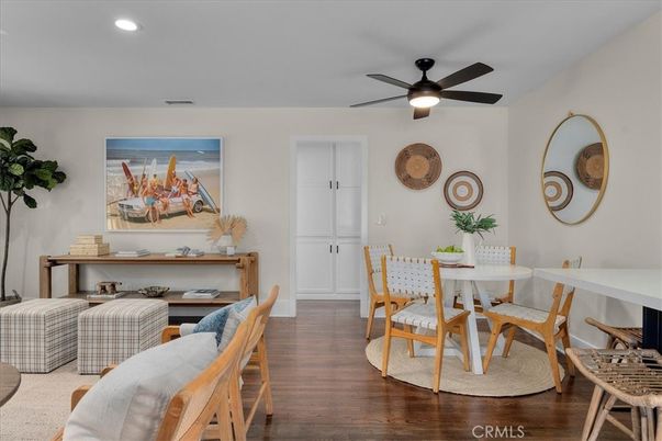 Dining room, Interior, Recessed Lighting, Wood Texture Flooring