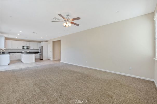 Empty room, Interior, Kitchen, Recessed Lighting, Stainless Steel Appliances