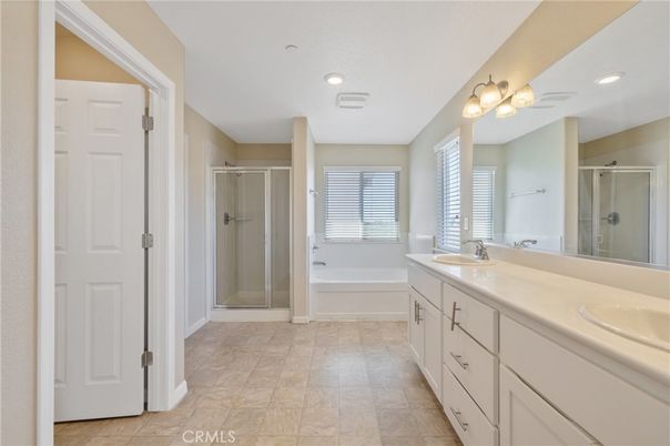Bathroom, Dual Sink Vanities, Glass Shower, Interior, Recessed Lighting