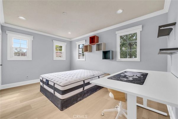 Bedroom, Home Office, Interior, Recessed Lighting, Wood Texture Flooring