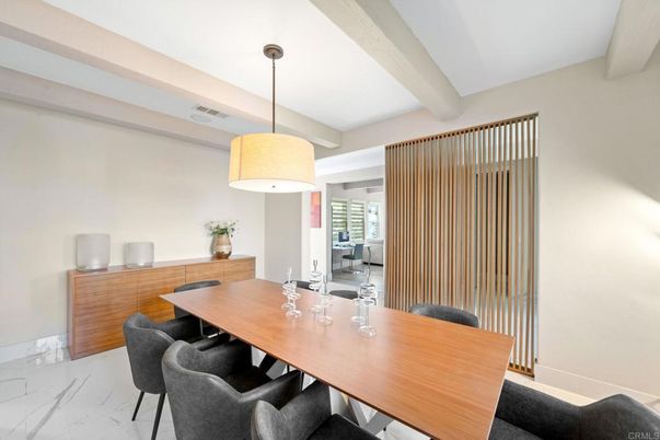 Dining room, Interior, Marble, Pendant Lights