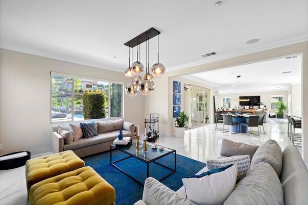Dining room, Interior, Kitchen, Living room, Marble, Pendant Lights, Recessed Lighting