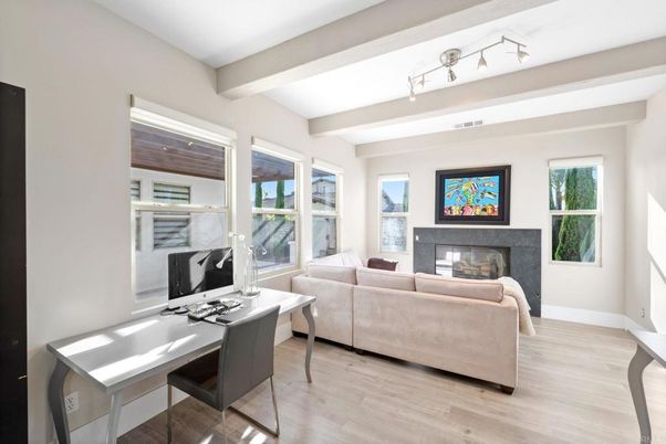 Fireplace, Home Office, Interior, Living room, Wood Texture Flooring