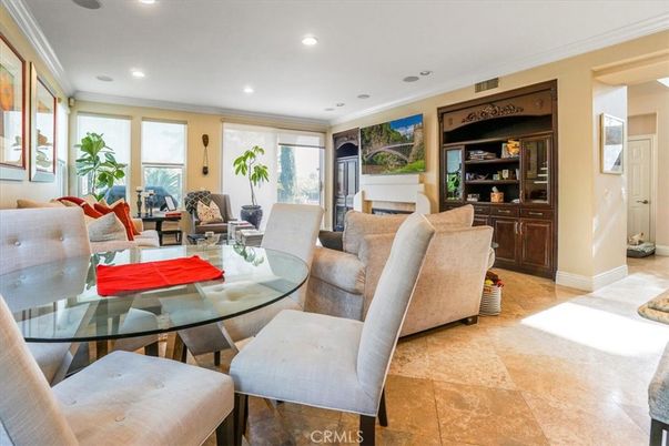 Dining room, Fireplace, Interior, Living room, Recessed Lighting