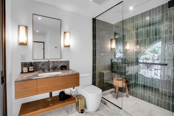 Bathroom, Glass Shower, Interior, Marble, Recessed Lighting