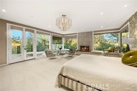 Bedroom, Chandelier, Fireplace, Interior, Recessed Lighting