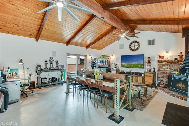 Dining room, Fireplace, Interior, Living room, Stone Walls, Wooden Beams, Wooden Ceilings