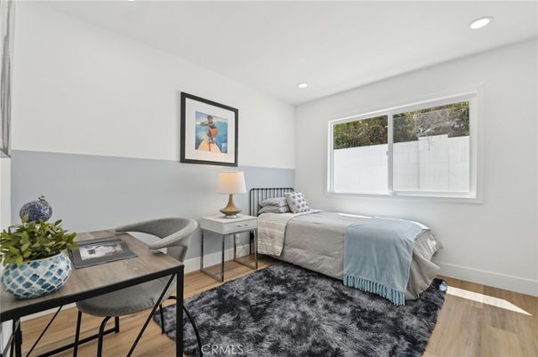 Bedroom, Home Office, Interior, Recessed Lighting, Wood Texture Flooring