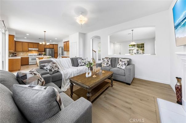 Interior, Kitchen, Living room, Pendant Lights, Recessed Lighting, Stainless Steel Appliances, Wood Texture Flooring