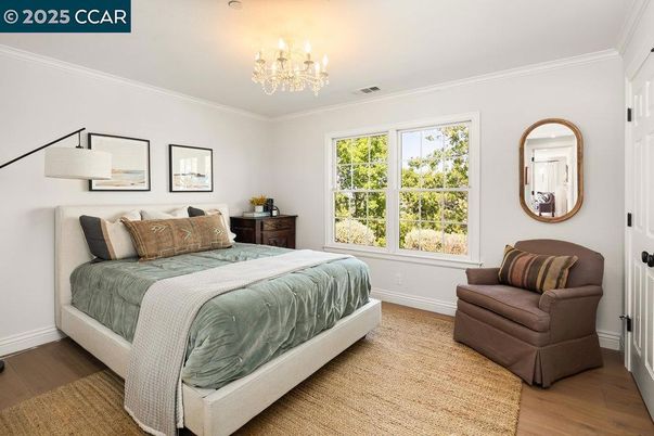 Bedroom, Chandelier, Interior, Wood Texture Flooring