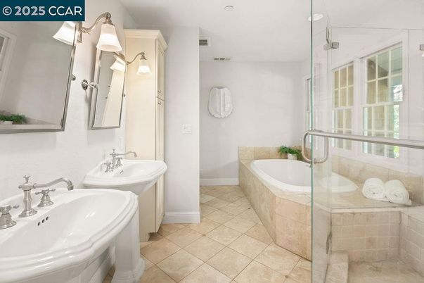 Bathroom, Dual Sink Vanities, Glass Shower, Interior