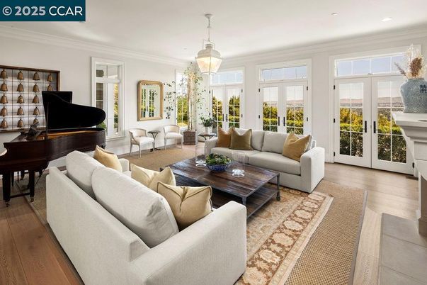 Fireplace, Interior, Living room, Pendant Lights, Piano, Recessed Lighting, Wood Texture Flooring
