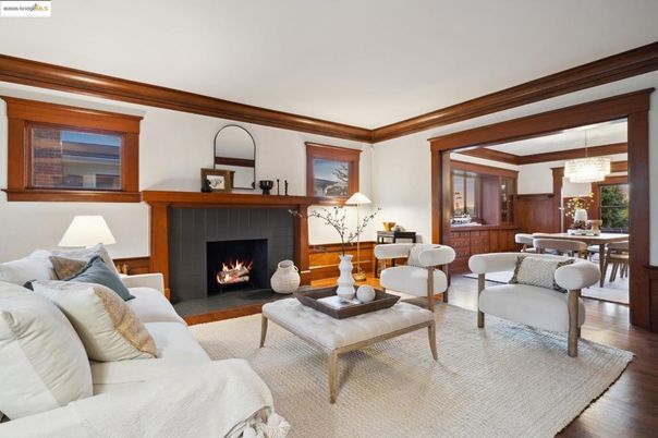 Chandelier, Dining room, Fireplace, Interior, Living room, Wood Texture Flooring