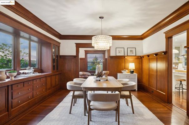 Chandelier, Dining room, Interior, Wood Texture Flooring