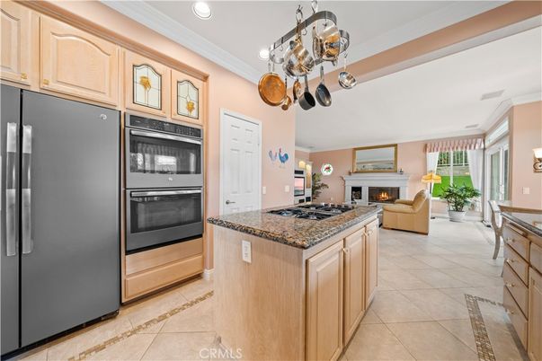 Fireplace, Interior, Kitchen, Living room, Recessed Lighting