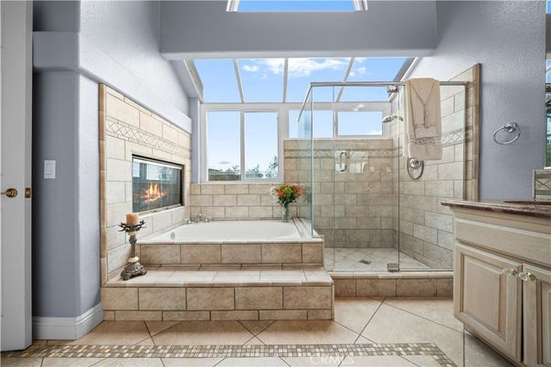 Bathroom, Fireplace, Glass Ceilings, Glass Shower, Interior