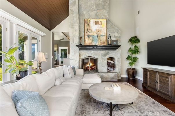Fireplace, Interior, Living room, Stone Walls, Wooden Ceilings, Wood Texture Flooring