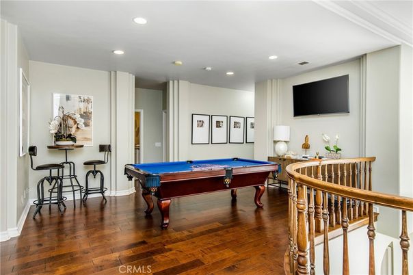Billiard Table, Game Room, Interior, Recessed Lighting, Wood Texture Flooring
