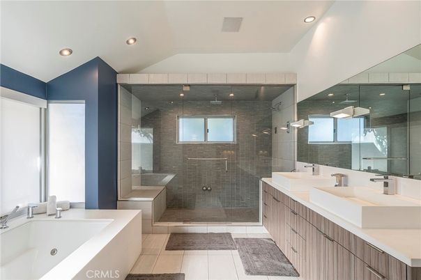Bathroom, Dual Sink Vanities, Glass Shower, Interior, Recessed Lighting
