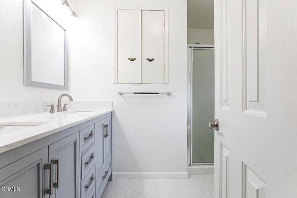 Bathroom, Dual Sink Vanities, Glass Shower, Interior