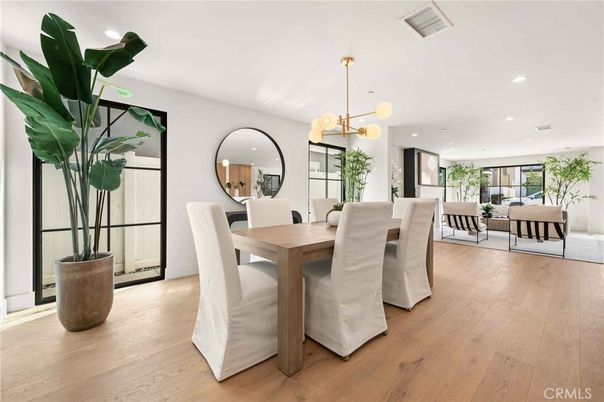 Dining room, Interior, Pendant Lights, Recessed Lighting, Wood Texture Flooring