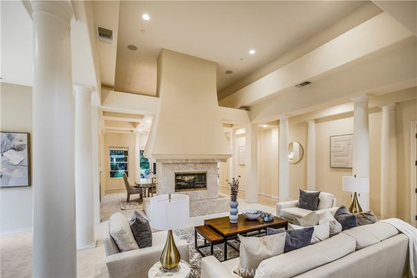 Fireplace, Interior, Living room, Recessed Lighting