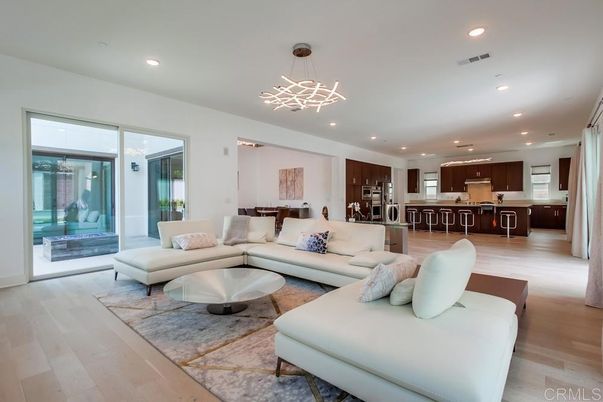 Interior, Kitchen, Living room, Pendant Lights, Recessed Lighting, Stainless Steel Appliances, Wood Texture Flooring