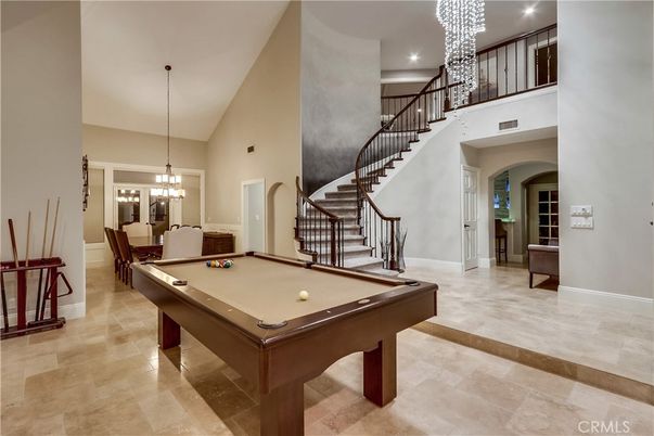 Billiard Table, Chandelier, Dining room, Game Room, Interior, Pendant Lights, Recessed Lighting