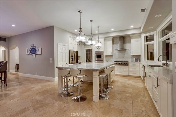 Chandelier, Interior, Kitchen, Pendant Lights, Recessed Lighting, Stainless Steel Appliances