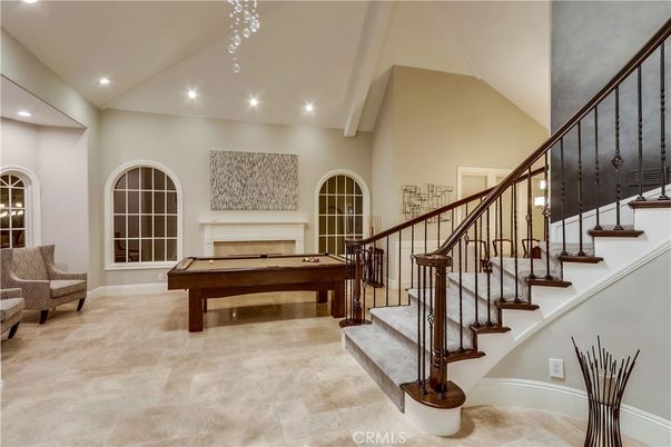 Billiard Table, Fireplace, Game Room, Interior, Recessed Lighting