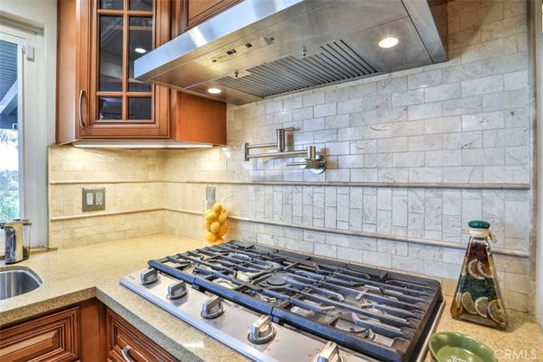 Interior, Kitchen, Recessed Lighting, Stainless Steel Appliances, Stone Walls