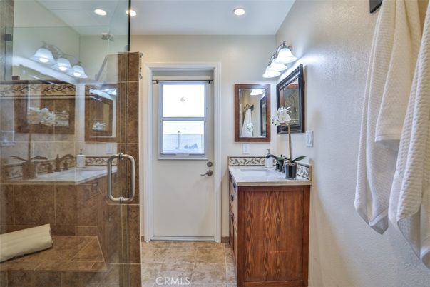 Bathroom, Dual Sink Vanities, Glass Shower, Interior, Recessed Lighting