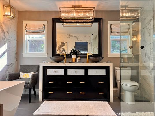 Bathroom, Free Standing Baths, Glass Shower, Interior, Marble Walls