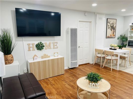 Dining room, Interior, Recessed Lighting, Wood Texture Flooring