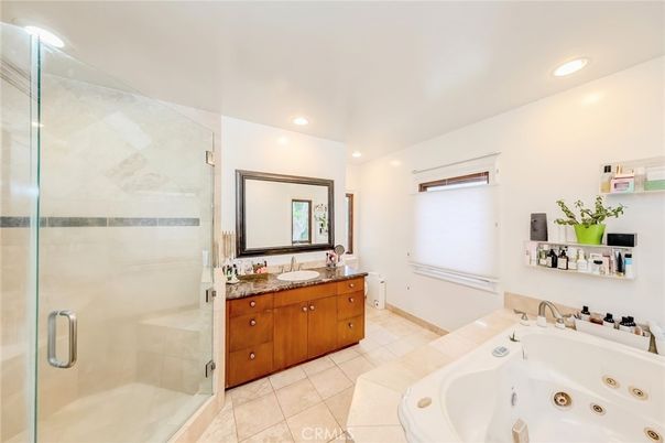Bathroom, Dual Sink Vanities, Glass Shower, Interior, Recessed Lighting