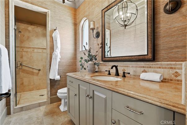 Bathroom, Glass Shower, Interior, Pendant Lights