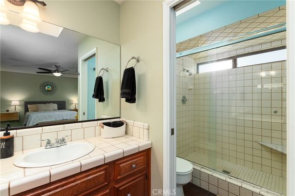 Bathroom, Bedroom, Glass Shower, Interior, Tile Countertops
