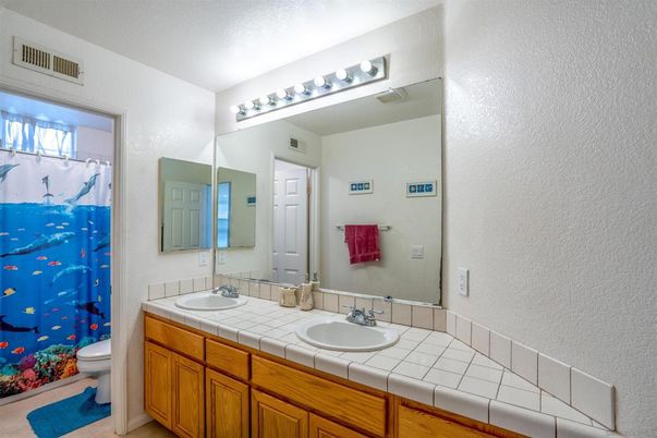 Bathroom, Dual Sink Vanities, Interior, Tile Countertops