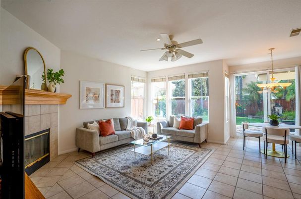 Dining room, Fireplace, Interior, Living room, Recessed Lighting