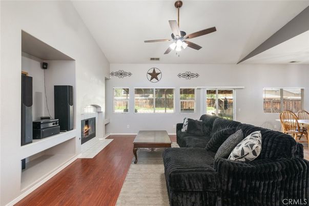 Dining room, Fireplace, Interior, Living room, Wood Texture Flooring