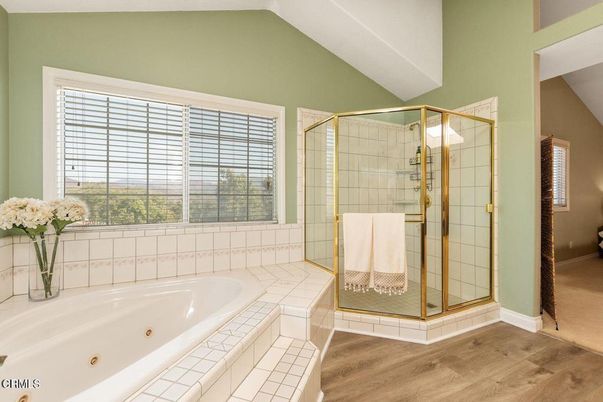 Bathroom, Glass Shower, Interior, Wood Texture Flooring