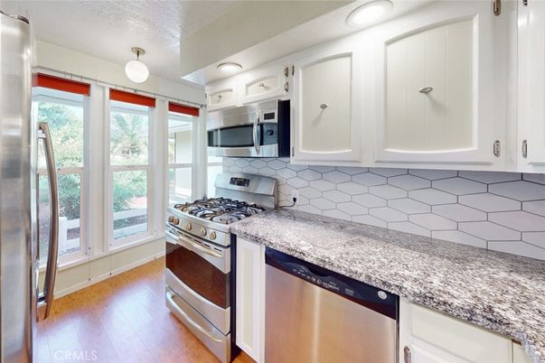 Interior, Kitchen, Stainless Steel Appliances, Wood Texture Flooring