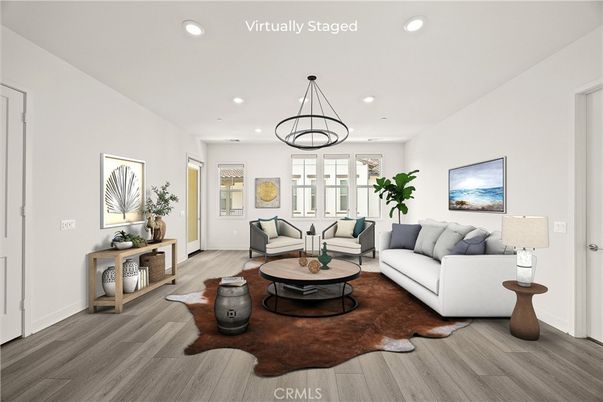 Interior, Living room, Pendant Lights, Recessed Lighting, Wood Texture Flooring