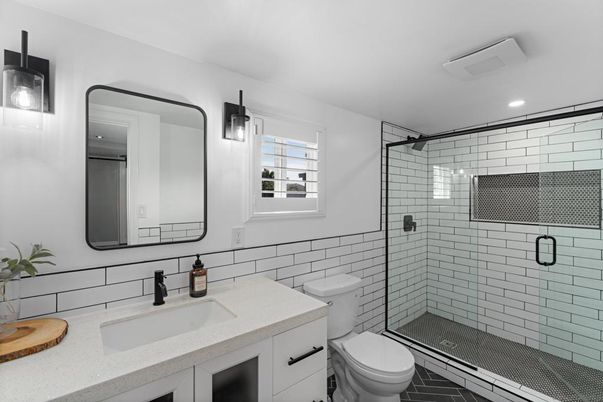 Bathroom, Glass Shower, Interior, Recessed Lighting