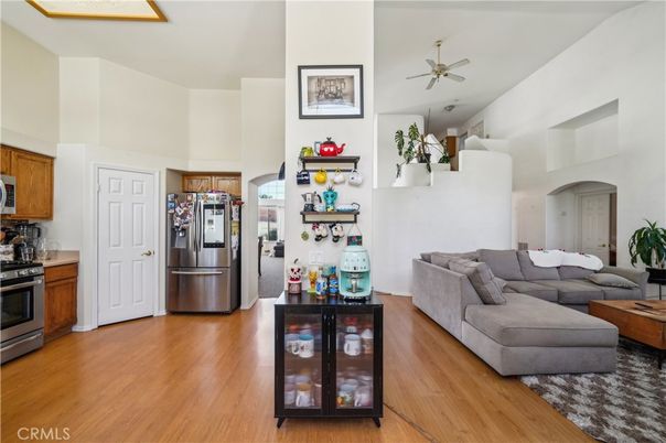 Interior, Kitchen, Living room, Stainless Steel Appliances, Wood Texture Flooring