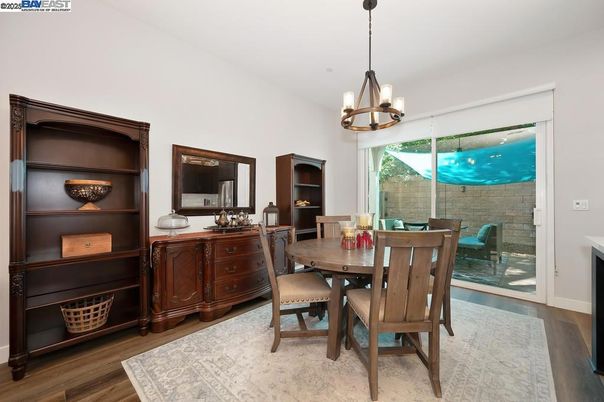 Chandelier, Dining room, Interior, Stone Walls, Wood Texture Flooring