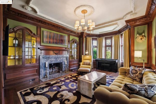 Chandelier, Fireplace, Interior, Living room, Piano, Wood Texture Flooring