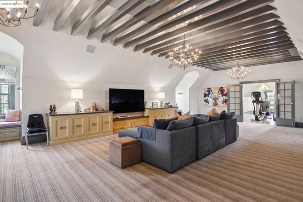 Chandelier, Interior, Living room, Wooden Beams