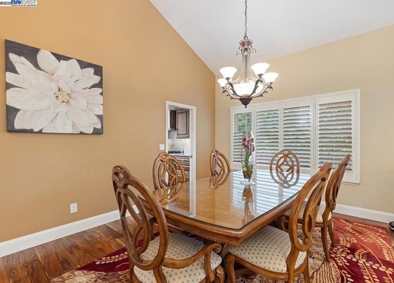 Chandelier, Dining room, Interior, Wood Texture Flooring